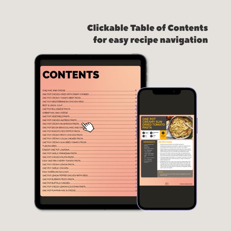 Clickable table of contents for easy recipe navigation