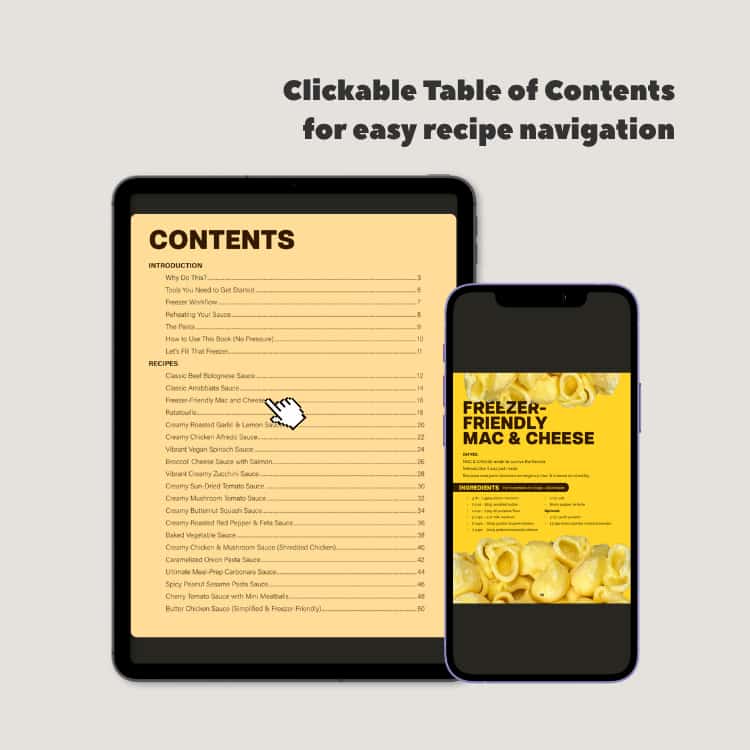 Clickable table of contents for easy recipe navigation